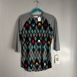 Colorful Patterned Raglan‎ Sleeve Shirt